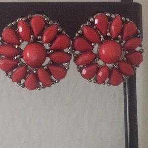 Red flower earrings